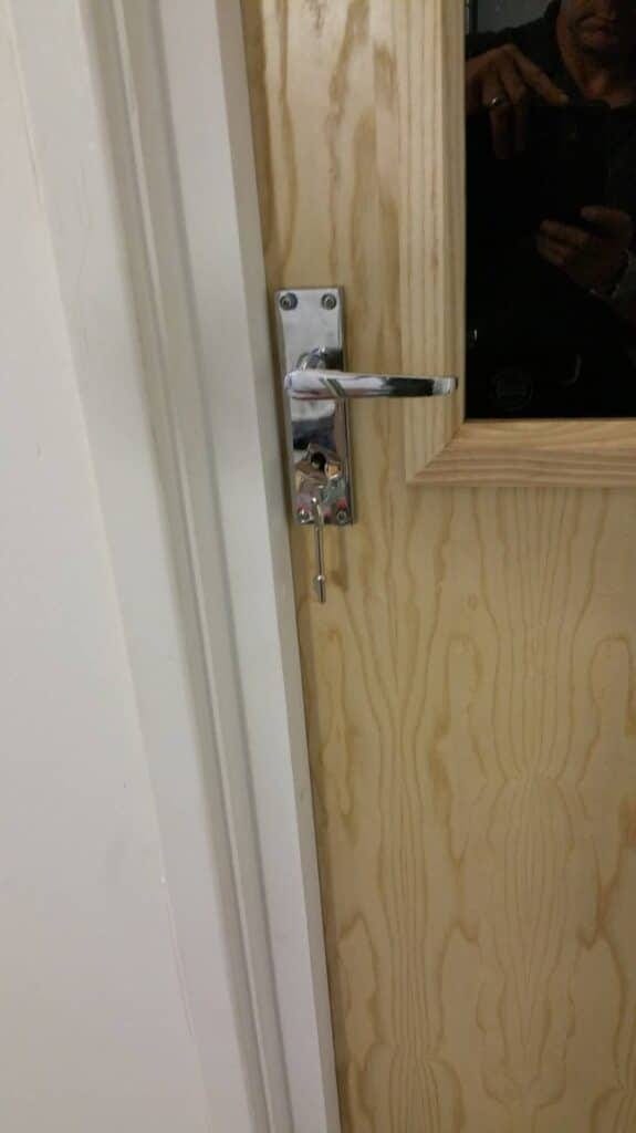 Full Installation of Internal Fire Doors in Falmouth 4 - Mortice Sashlock (with handles) finished including the frame keep