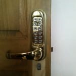 Guest Home in Redruth changes Lever Handles to Codelocks Front face of digital handle set without finishing escutcheons
