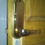 Guest Home in Redruth changes Lever Handles to Codelocks Rear side of digital handle set without escutcheons