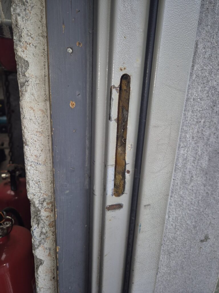 hayle break in repair 11 Straightened and alteration to the frame to allow the door to secure – break-in repair at a commercial unit in Hayle, Cornwall